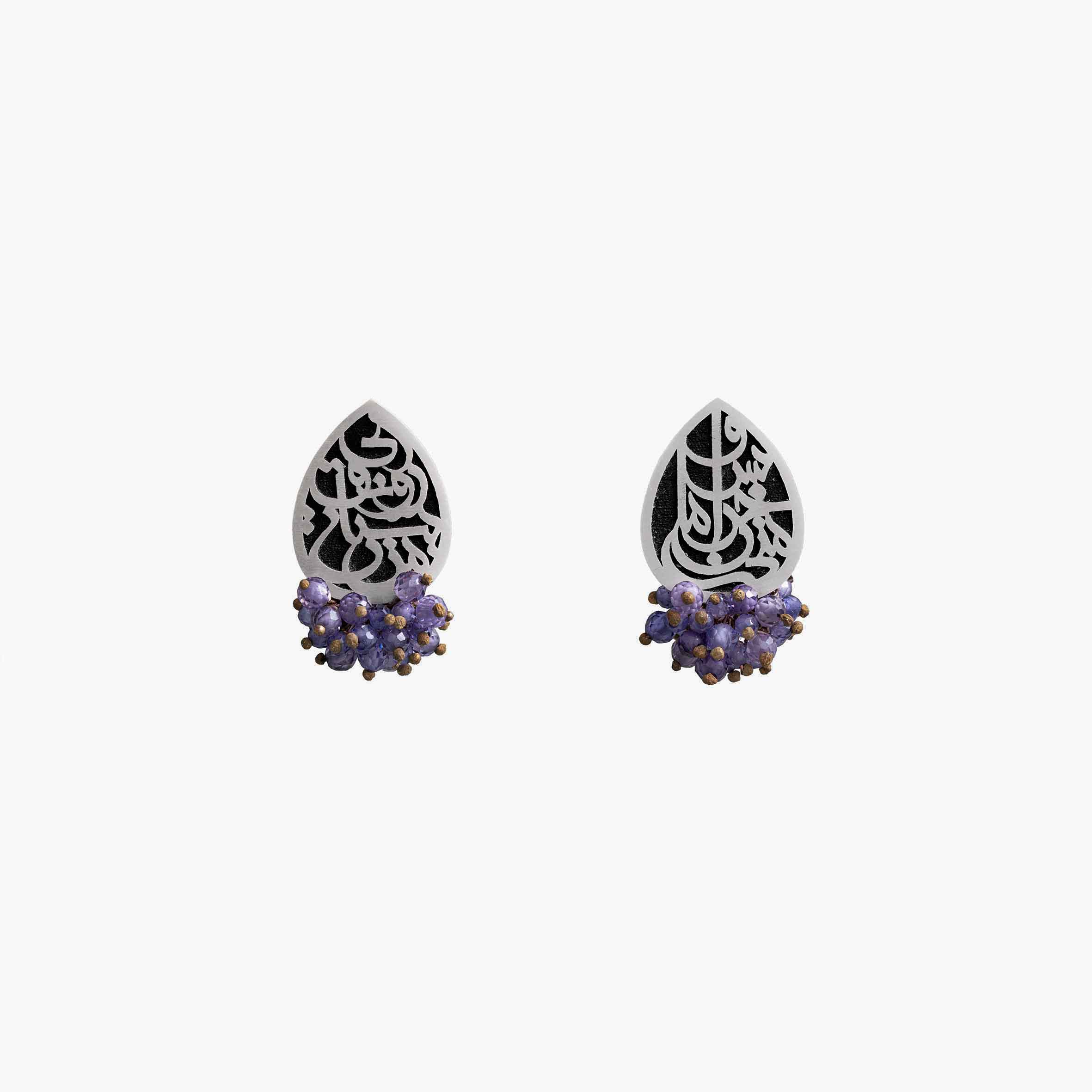 گوشواره نقره با سنگ بنفش